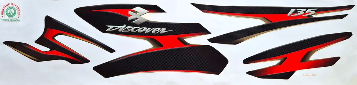 Bajaj Discover 135 Black Bike - Red Sticker — DISCOVER sticker, Sri Lanka